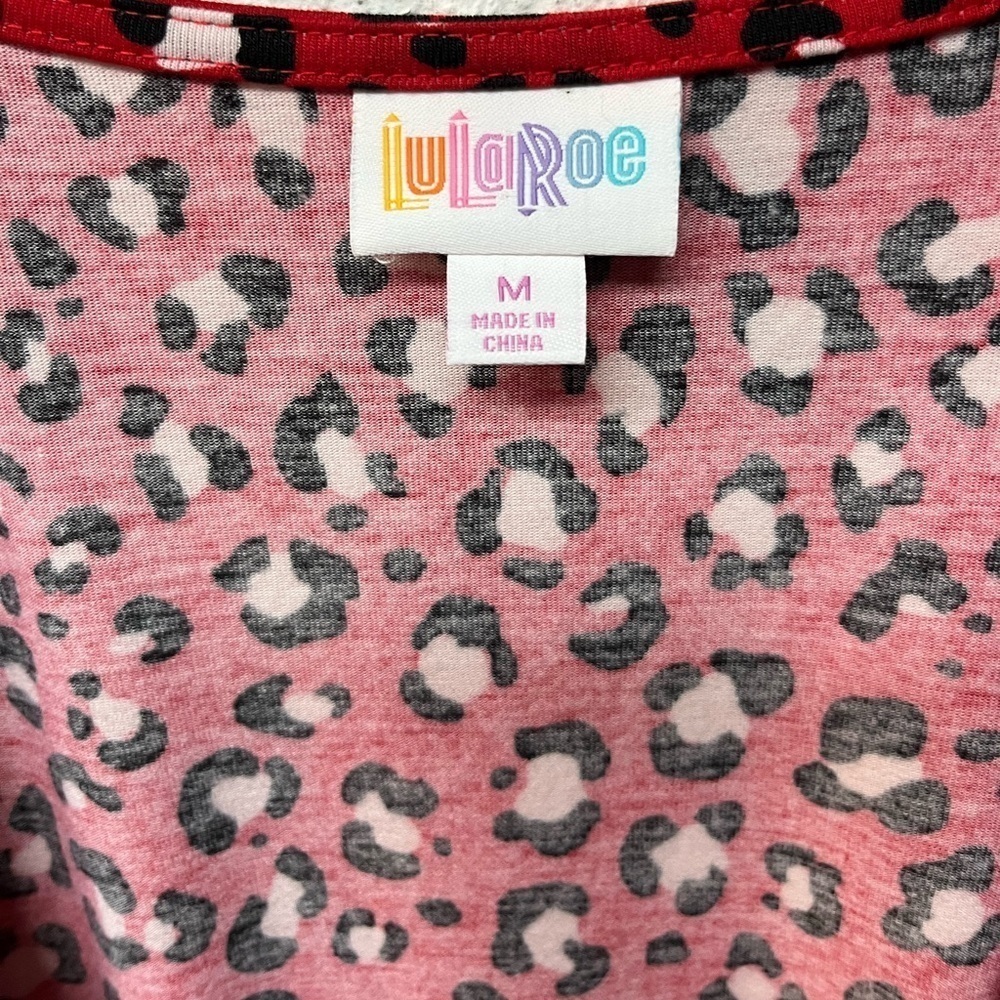 LulaRoe Red Leopard Print Tie-Front Cardigan - Picture 2 of 5